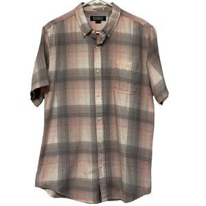 EZEKIEL Vintage Gray Pink Plaid Soft Casual Button Down Shirt Large GUC #6303